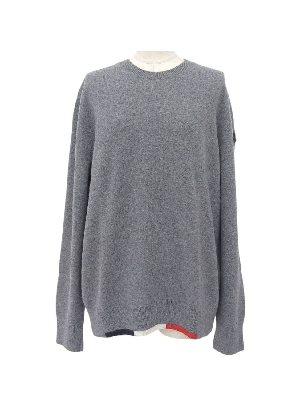Moncler Wool 100% Logo Patch Tricolor Sweater Knit Gray